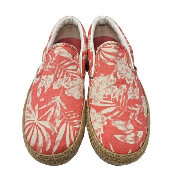Vans Tropical Floral Platform Espadrilles Shoes Deep Sea Coral Size W9.5 M8 - Picture 3 of 10